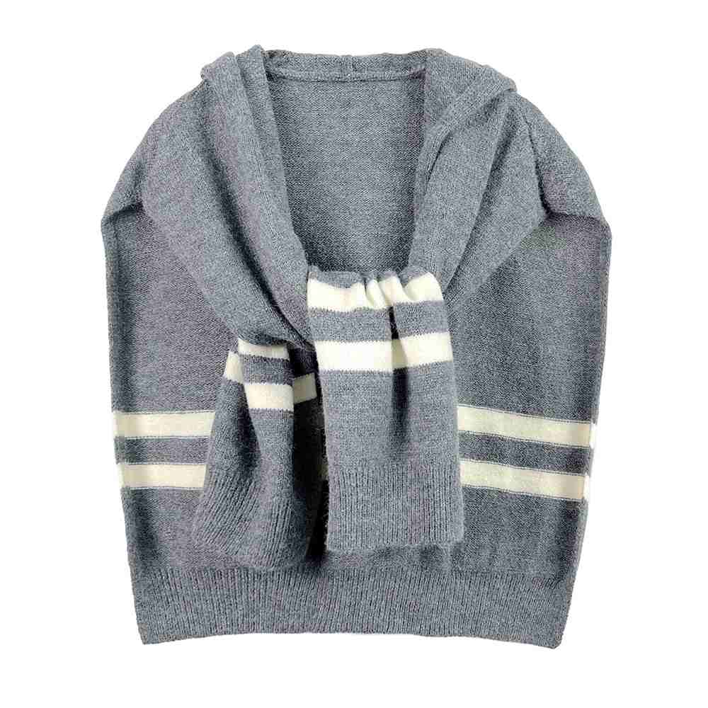 Striped Knit Hoodie Top